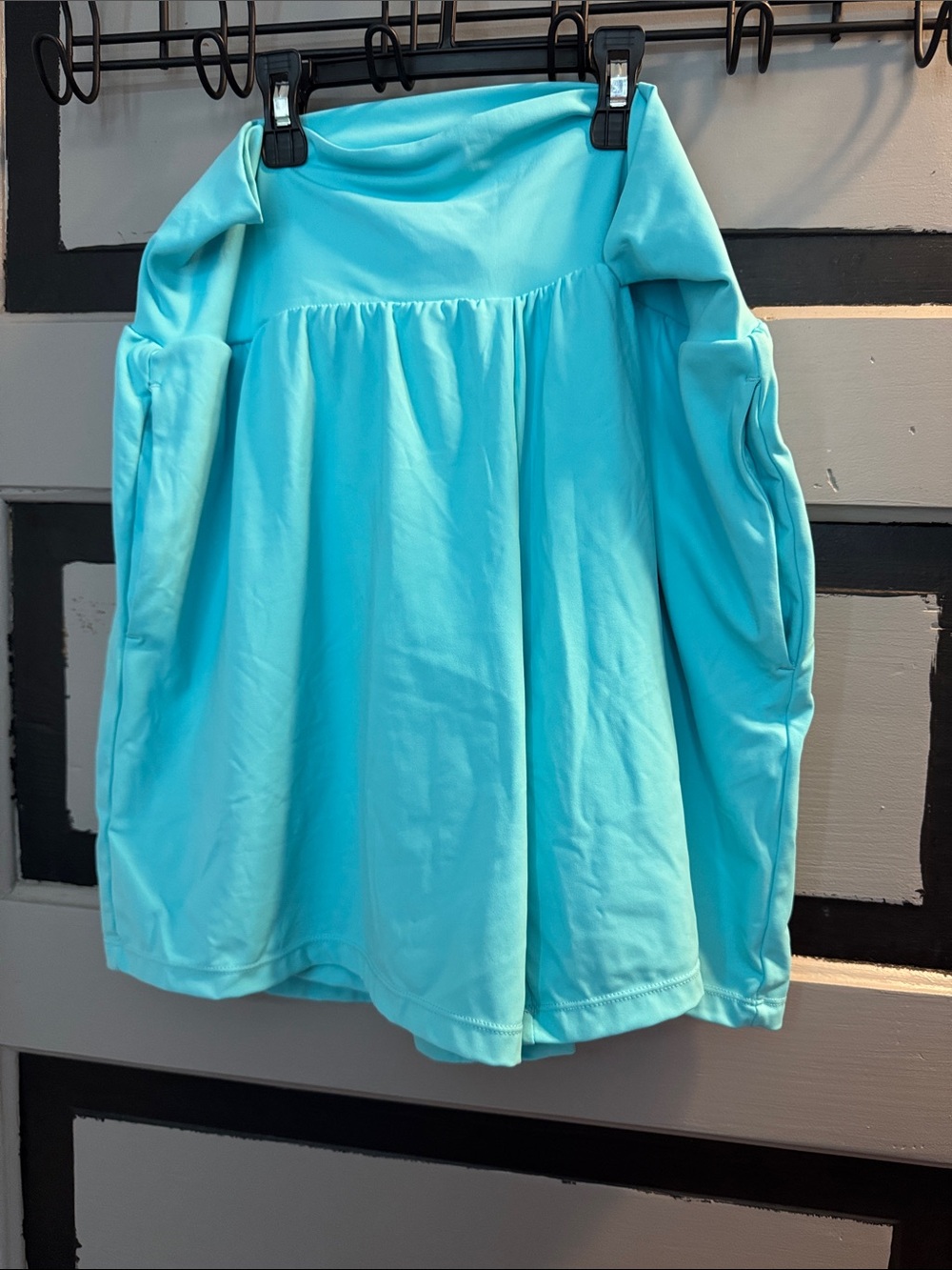 HALARA Turquoise Athletic Shorts with Gathered Waist